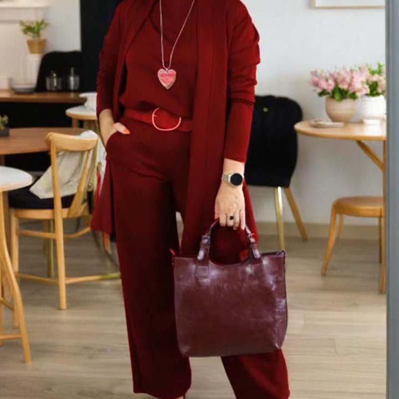 Elena – Conjunto elegante de mujer 3 piezas (chamarra, top y pantalón)