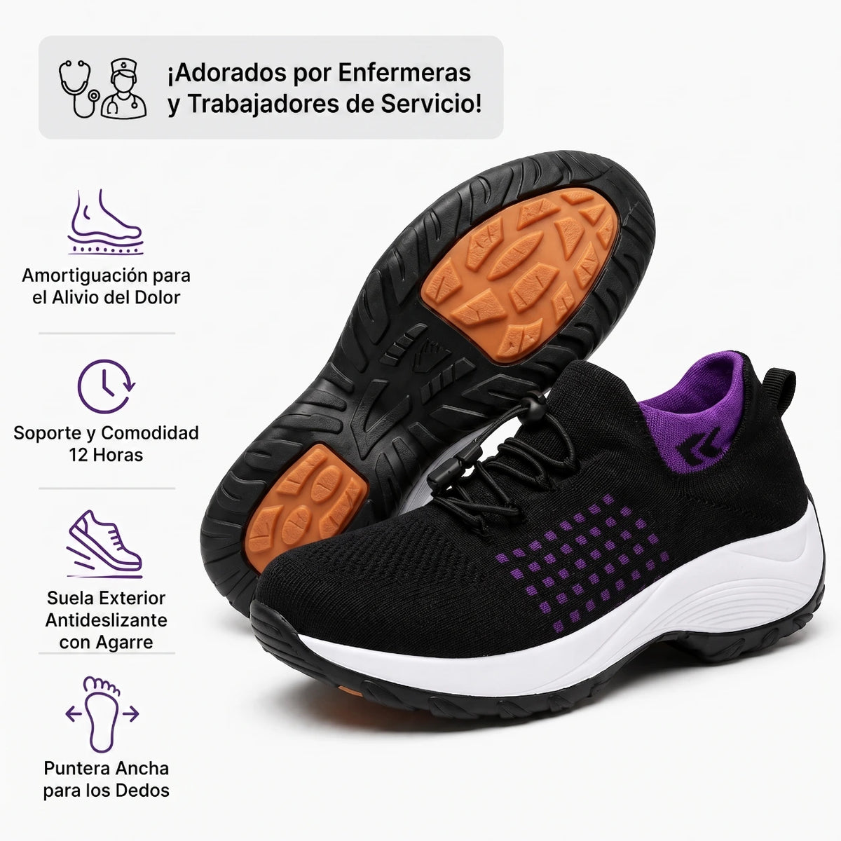 OrthoShift™ – Tenis para turnos de 12 horas que alivian el dolor de pies, rodillas y espalda