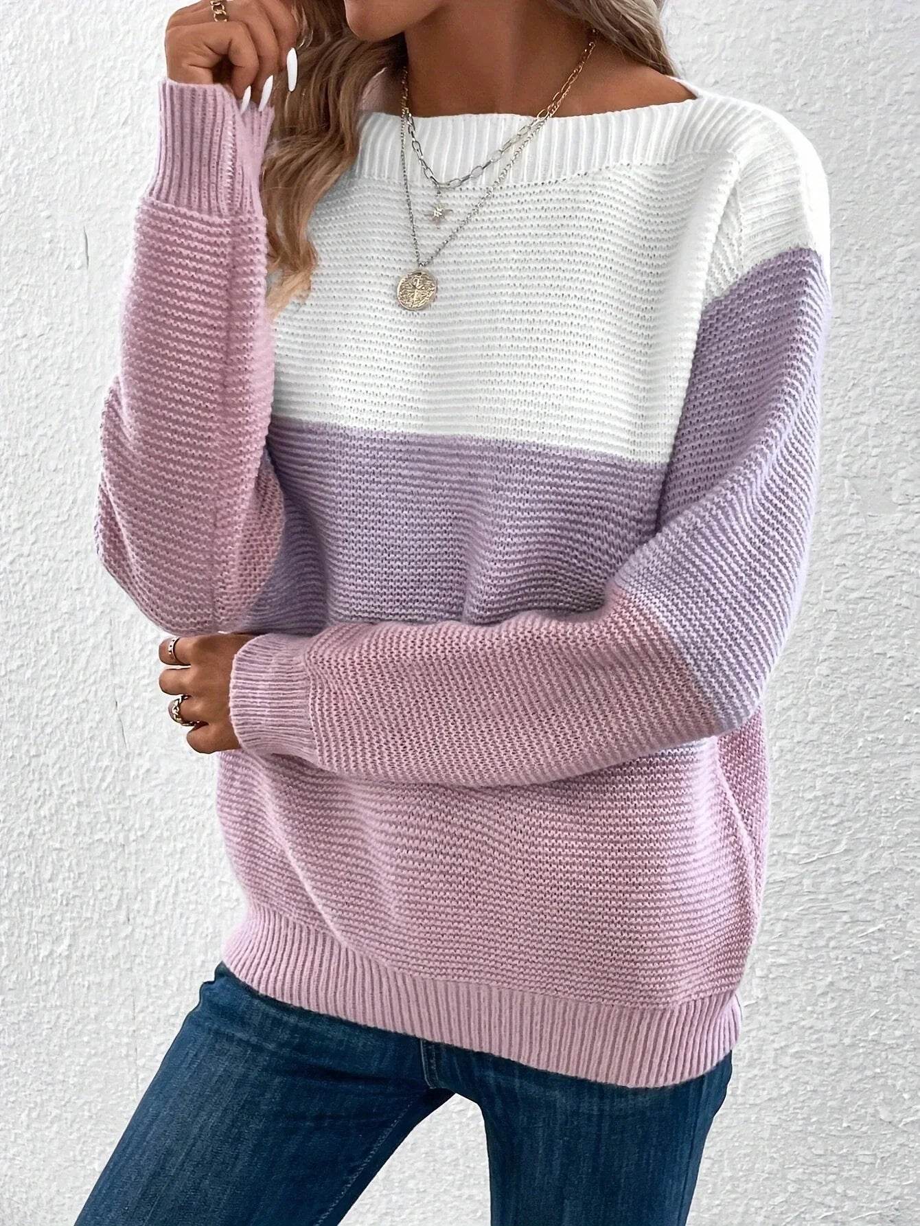 Suéter de Cuello Redondo de Punto para Mujer Elena