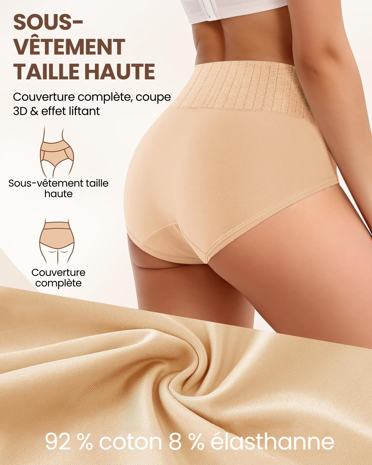 Pantaletas Moldeadoras de Cintura Alta Antibacterianas