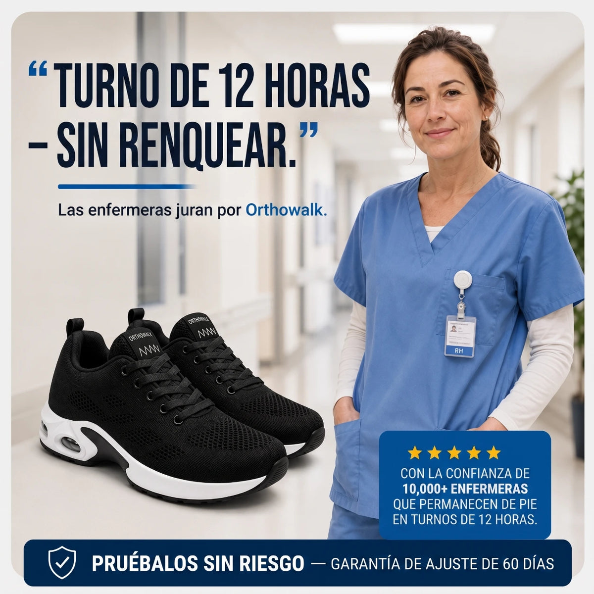 OrthoWalk™ – Tenis para turnos de 12 horas que alivian el dolor de pies, rodillas y espalda