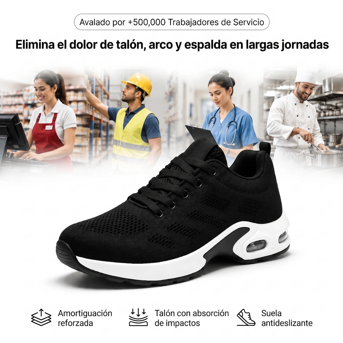 OrthoWalk™ – Tenis para turnos de 12 horas que alivian el dolor de pies, rodillas y espalda