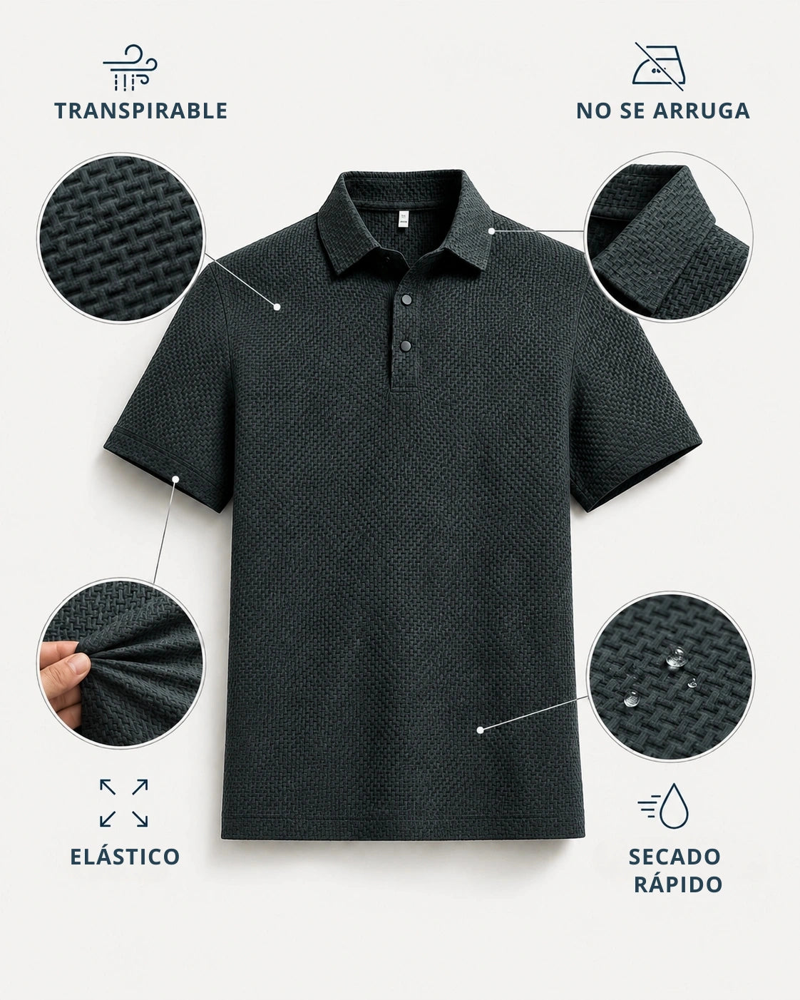 Camisa Polo de Textura Cómoda y Elástica
