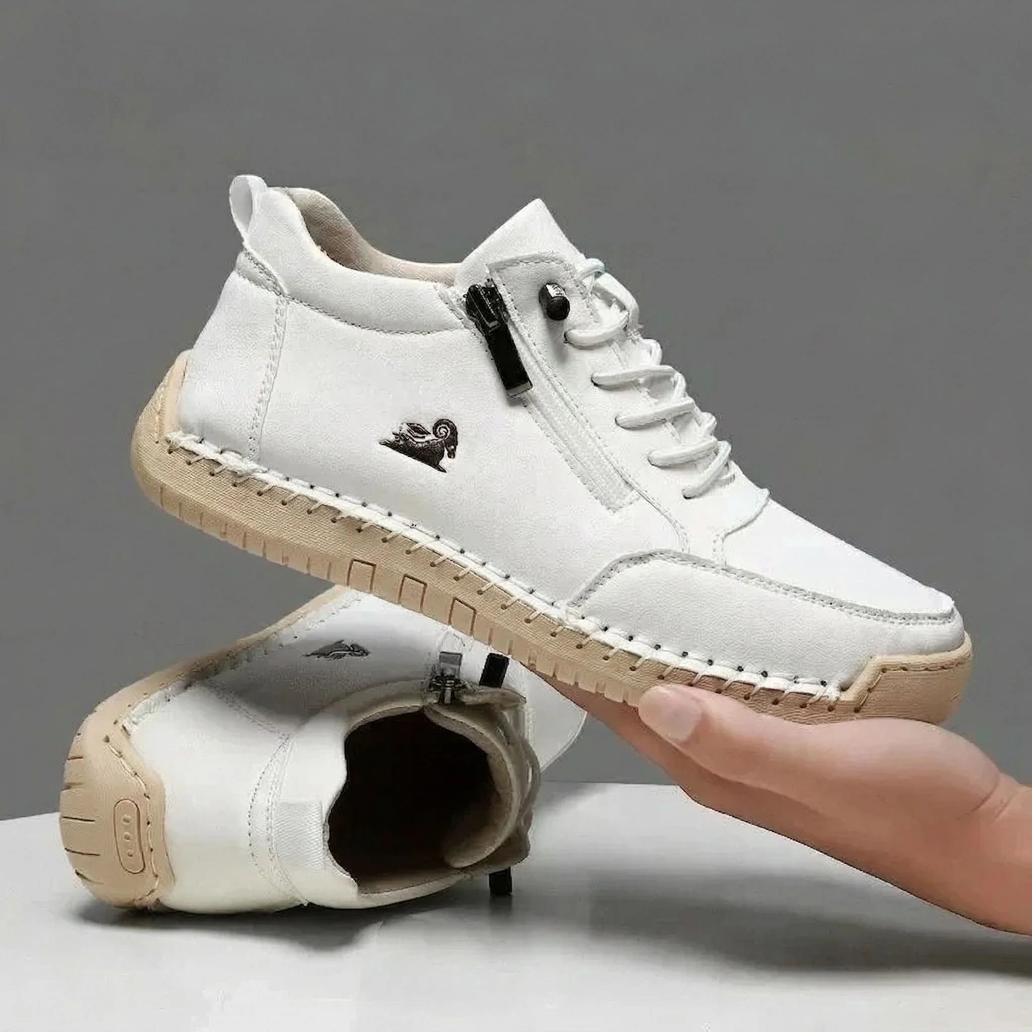 Botines de piel cómodos con cierre – Mavie
