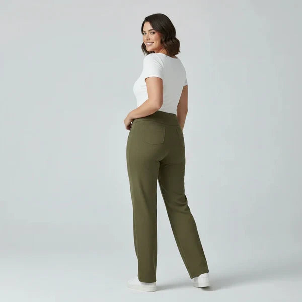 Pantalón de Cintura Alta Elástico con Bolsillos Laterales - Sophie