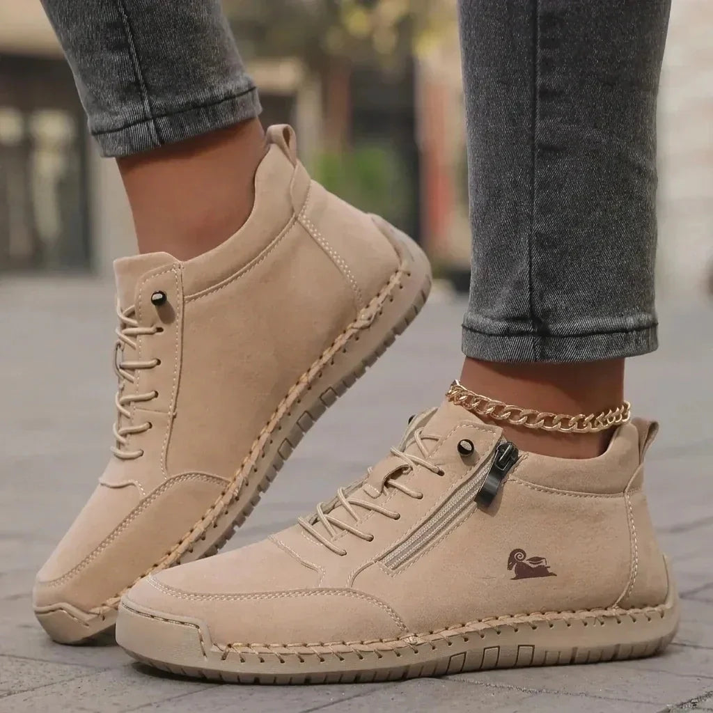Botines de piel cómodos con cierre – Mavie