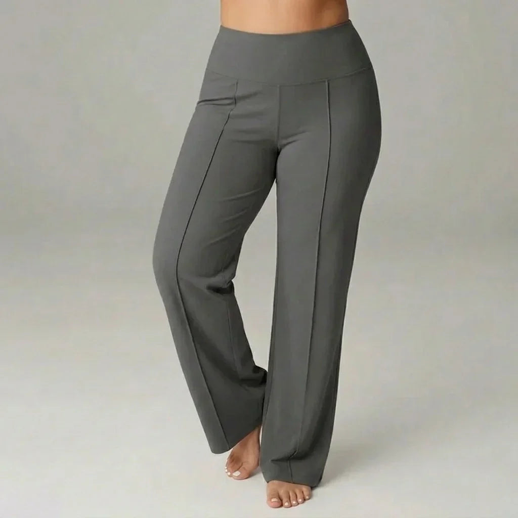 Pantalón stretch cómodo de cintura alta y pierna ancha – SoftFlex