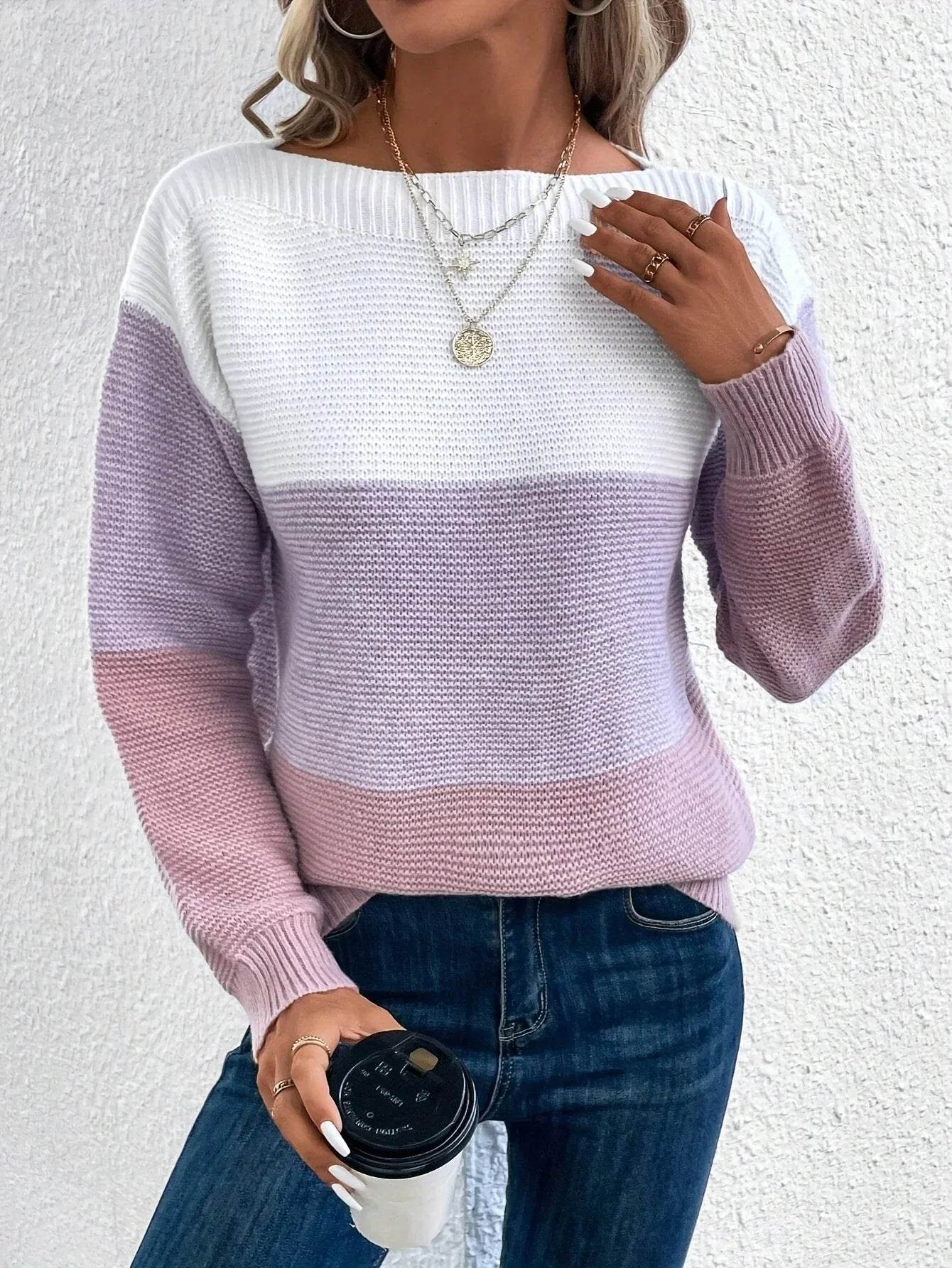 Suéter de Cuello Redondo de Punto para Mujer Elena