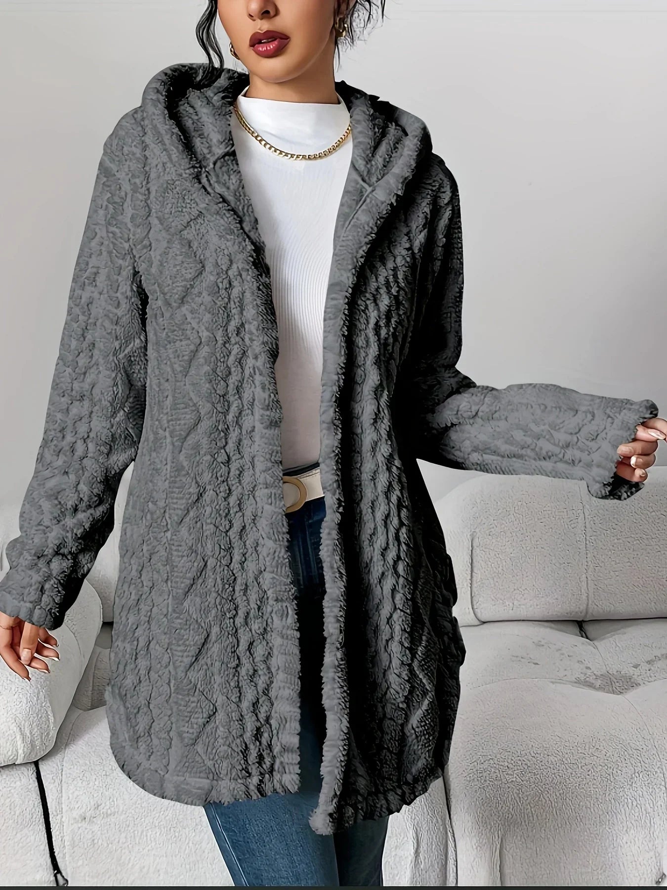 Cárdigan polar para mujer con capucha – Louise
