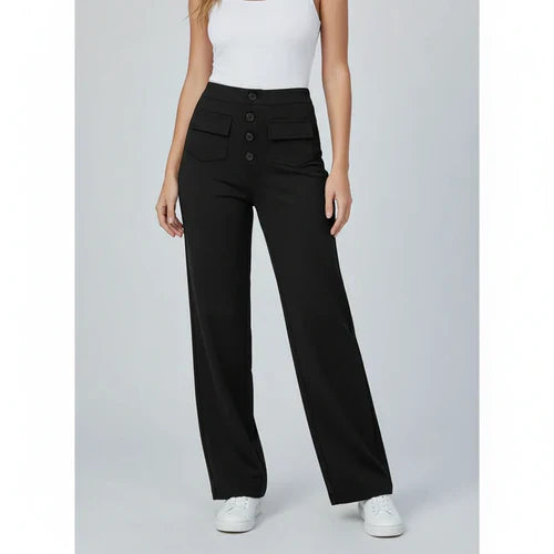 Pantalón de Cintura Alta Elástico con Bolsillos Laterales - Sophie