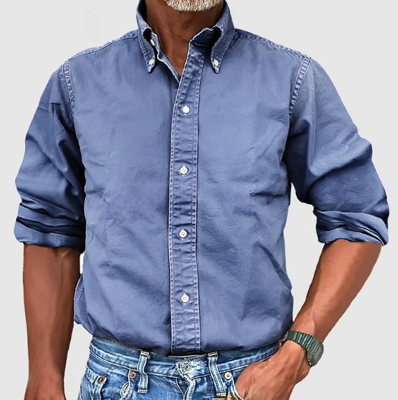 Camisa Casual Denim Clásica de Manga Larga