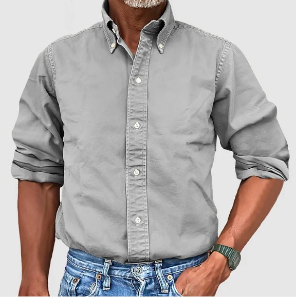 Camisa Casual Denim Clásica de Manga Larga