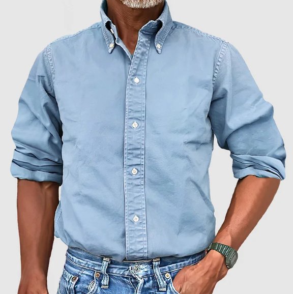 Camisa Casual Denim Clásica de Manga Larga