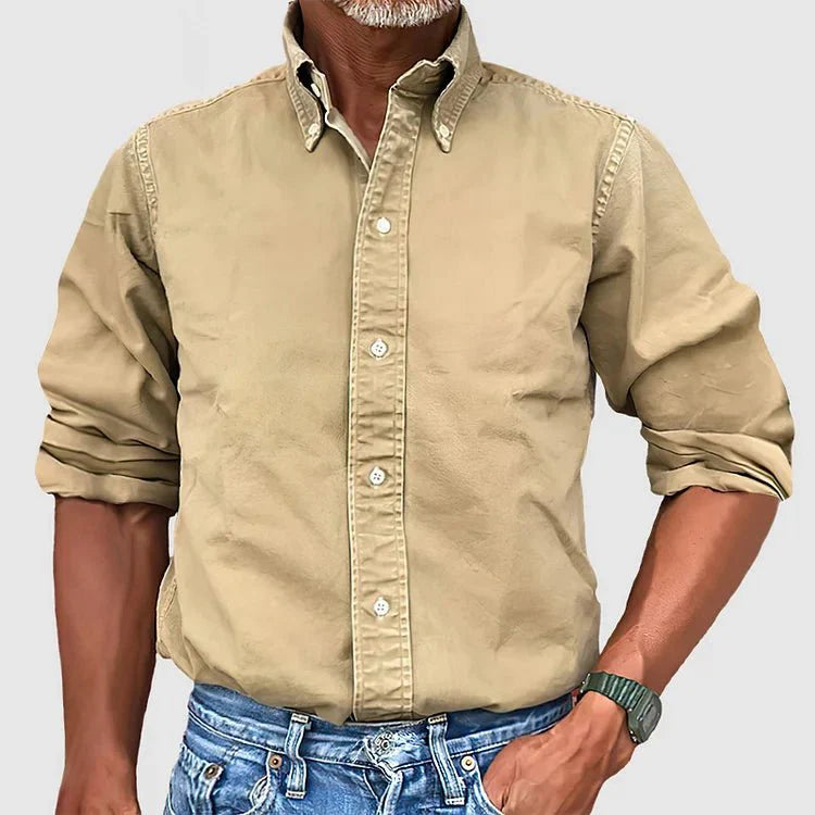 Camisa Casual Denim Clásica de Manga Larga