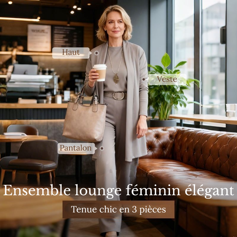 Elena – Conjunto elegante de 3 piezas de corte refinado (chamarra, top y pantalón)