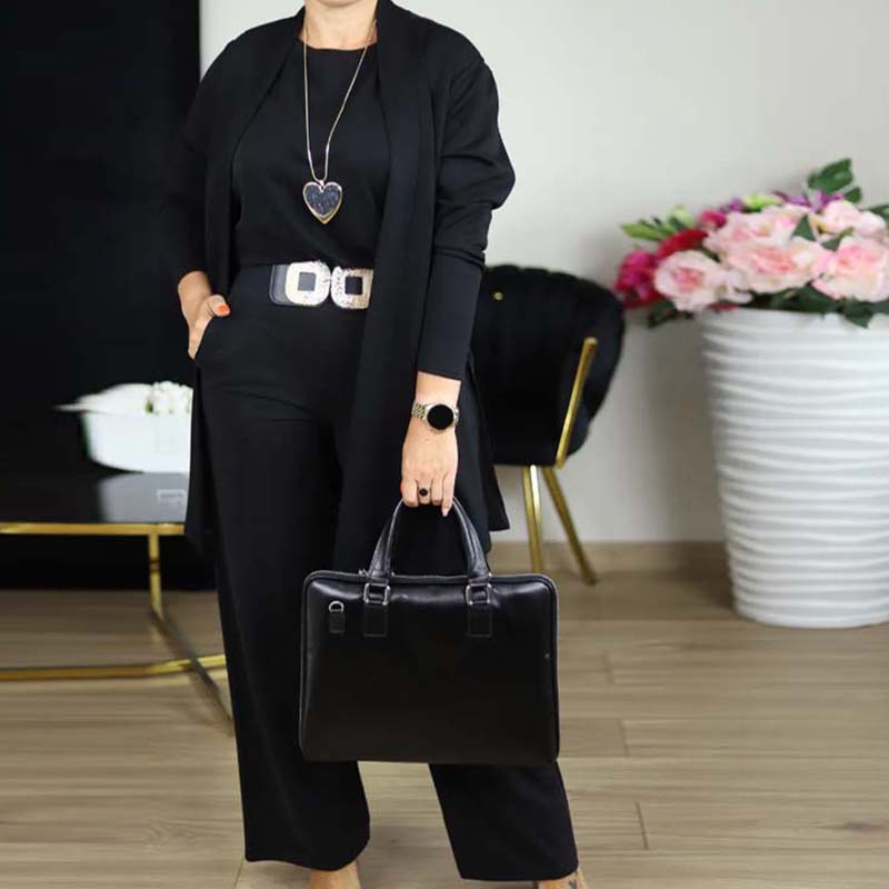 Elena – Conjunto elegante de mujer 3 piezas (chamarra, top y pantalón)