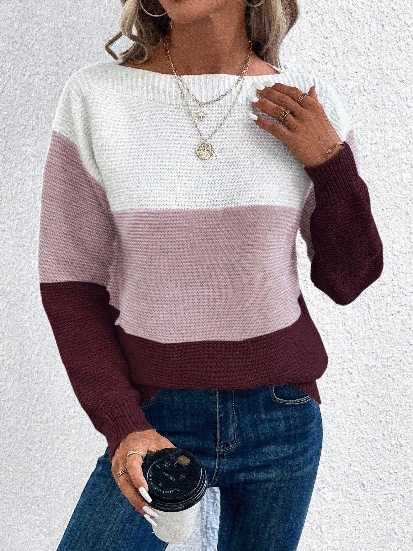 Suéter de Cuello Redondo de Punto para Mujer Elena