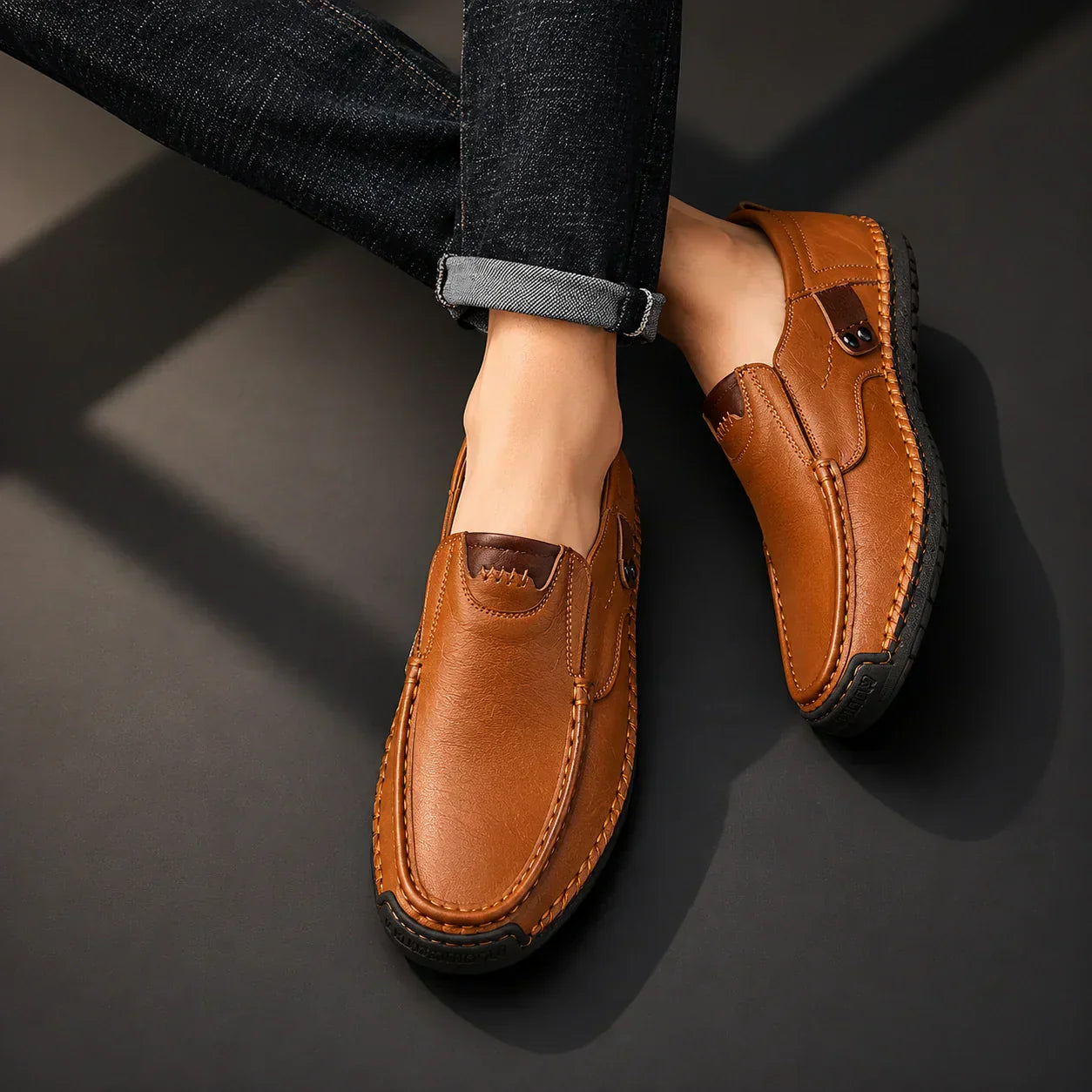 Mocasines de piel sin agujetas para hombre – SoftStep