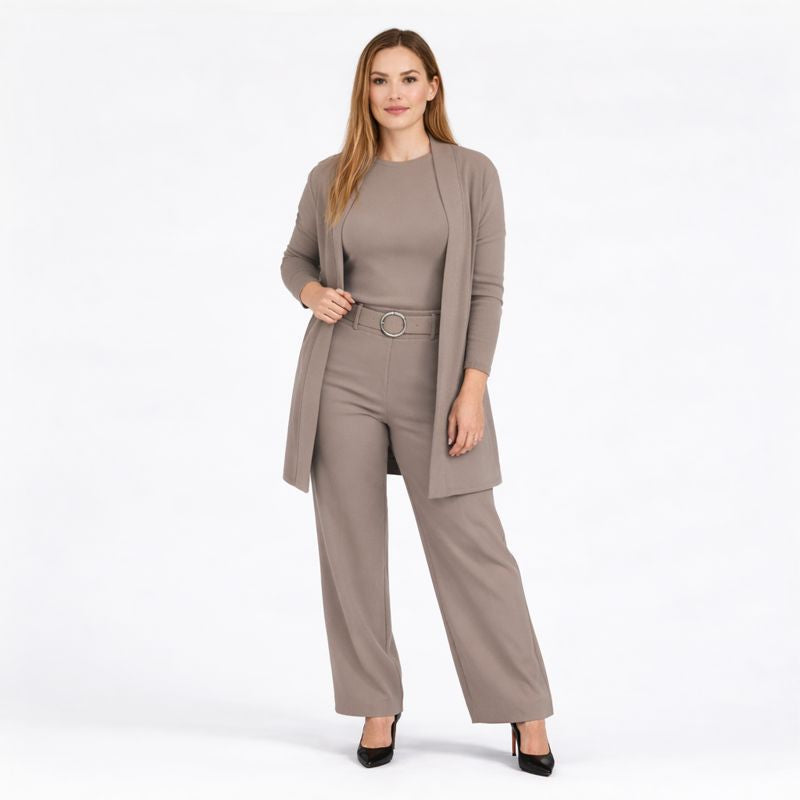 Elena – Conjunto elegante de mujer 3 piezas (chamarra, top y pantalón)
