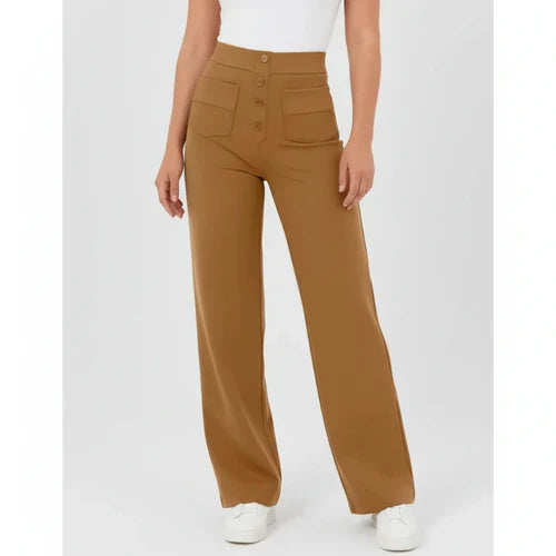 Pantalón de Cintura Alta Elástico con Bolsillos Laterales - Sophie