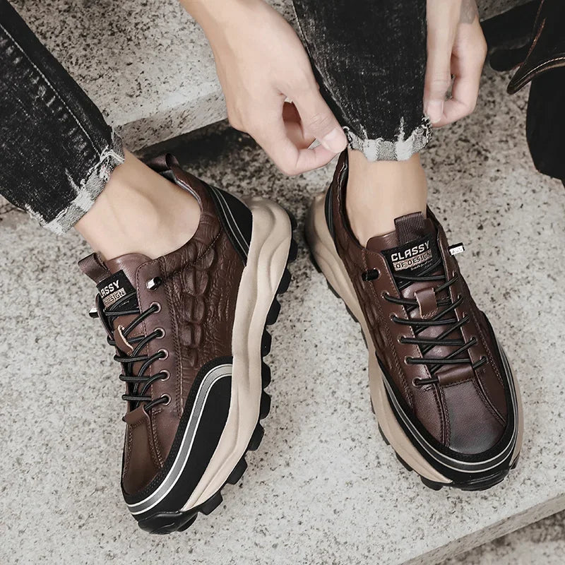 Tenis de Piel Texturizada para Hombre - Classy
