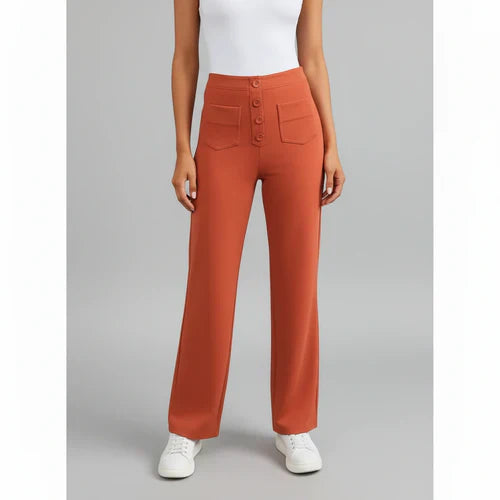 Pantalón de Cintura Alta Elástico con Bolsillos Laterales - Sophie