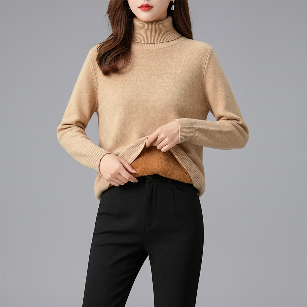 Suéter de cuello alto polar para mujer Karen