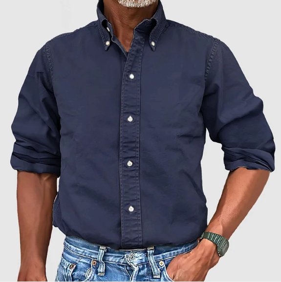 Camisa Casual Denim Clásica de Manga Larga