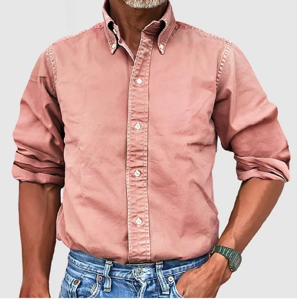 Camisa Casual Denim Clásica de Manga Larga
