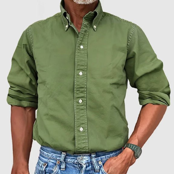 Camisa Casual Denim Clásica de Manga Larga